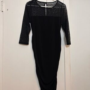 Elegant Black Sheer Sleeve Dress maternity Motherhood S Maternity